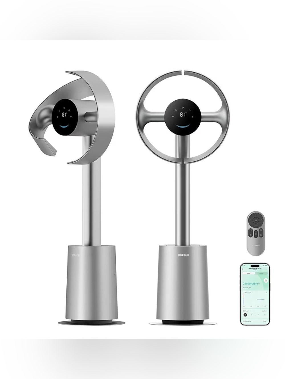 Tower Fan Bladeless 59ft s 10 Speeds 270 Airflow Silver DREAME MF10 Bedroom High
